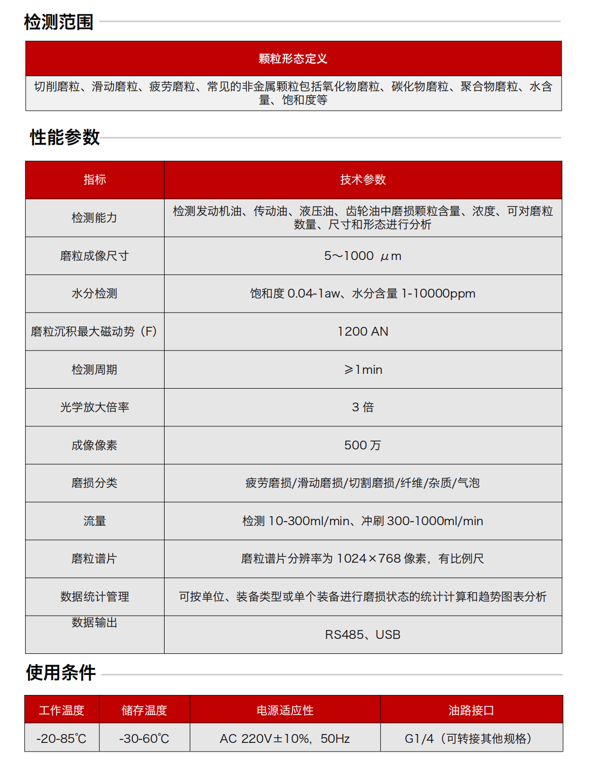 IBE 系列油液鐵譜磨損傳感器 規(guī)格參數(shù)